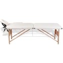  Kremowy składany stół do masażu 2 strefy z drewnianą ramą Lumarko!