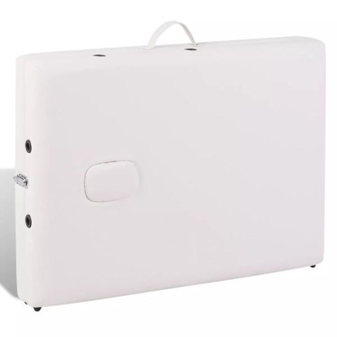  Kremowy składany stół do masażu 2 strefy z drewnianą ramą Lumarko!