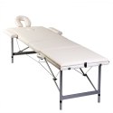  Kremowy składany stół do masażu 3 strefy z aluminiową ramą Lumarko!