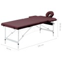  Składany stół do masażu, 2 strefy, aluminiowy, fioletowy Lumarko!