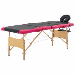  Składany stół do masażu, 4 strefy, drewniany, czarno-różowy Lumarko!