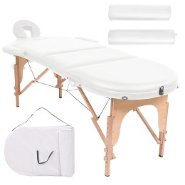 Lumarko Składany stół do masażu z 2 wałkami, grubość 10 cm, biały