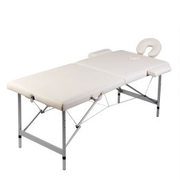  Składany stół do masażu z aluminiową ramą, 2 strefy, kremowy Lumarko!