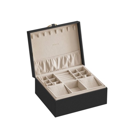 Pudełko na biżuterię 2-poziomowe z uchwytem i elastyczną tacką mglisty niebieski 20,5 x 24 x 11 cm