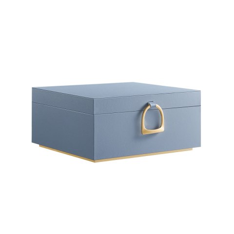 Pudełko na biżuterię 2-poziomowe z uchwytem i elastyczną tacką mglisty niebieski 20,5 x 24 x 11 cm