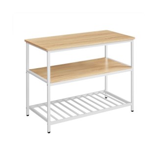 3-poziomowa półka kuchenna z dużym blatem i stalową ramą dąb-biały 60x120x90 cm