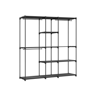 Szafa, wieszak na ubrania, szafa wolnostojąca, z drążkami na ubrania, wieszakiem, półkami z tkaniny, metalowa rama, 43 x 182 x 1