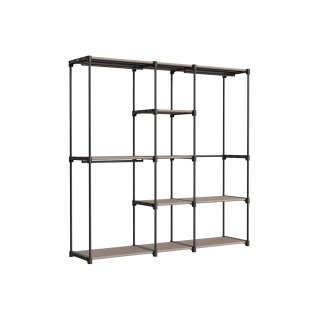 Szafa, wieszak na ubrania, szafa wolnostojąca, z drążkami na ubrania, wieszakiem, półkami z tkaniny, metalowa rama, 43 x 182 x 1