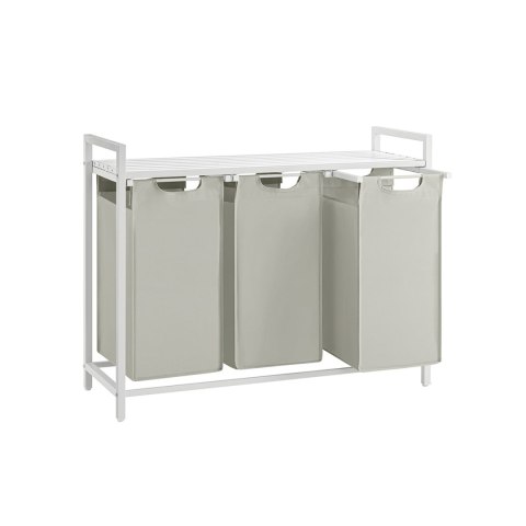 Kosz na pranie , kosz na pranie, 3 wyjmowane kieszenie z tkaniny Oxford, metalowa rama, 3 x 38 litrów, 92,5 x 33 x 71 cm, vintag