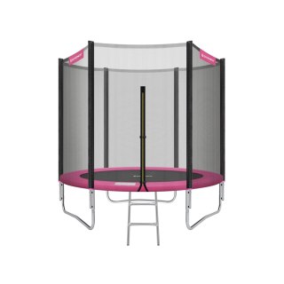 Trampolina Ø 244 cm, okrągła trampolina ogrodowa z siatką zabezpieczającą, z drabinką i wyściełanymi drążkami, osłoną zabezpiecz