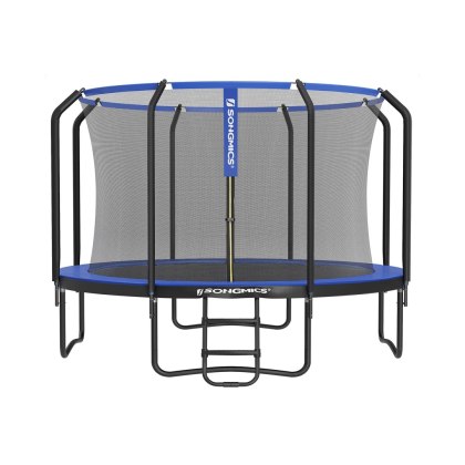 Trampolina 366 cm okrągła trampolina ogrodowa z siatką zabezpieczającą i wyściełaną ramą drabiny dla dzieci i dorosłych Wewnętrz
