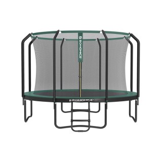 Trampolina 366 cm okrągła trampolina ogrodowa z siatką zabezpieczającą i wyściełaną ramą drabiny dla dzieci i dorosłych Wewnętrz