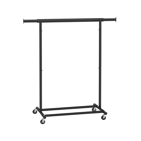 Wytrzymały metalowy wieszak na ubrania, nośność do 90 kg, wieszak na ubrania na kółkach, składany, długość 92-132 cm, chromowany