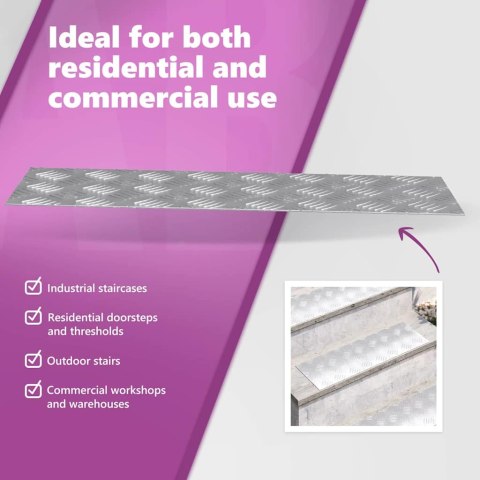 Aluminiowe nakładki na schody 4 szt. Antypoślizgowe 60x20 cm Lumarko!