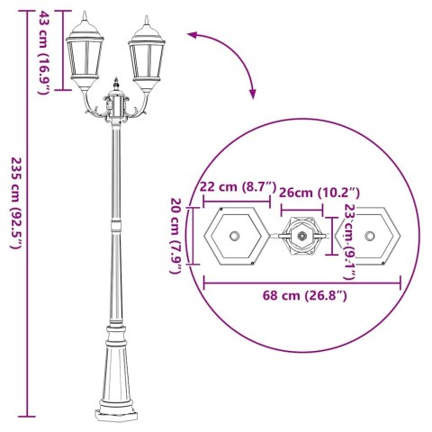 Stojak Na Latarnie Ogrodowe 2-Lampa E27 Brązowy 235 cm Aluminiowy Lumarko!
