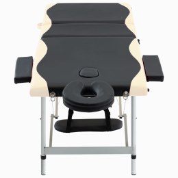 Lumarko 3-strefowy, składany stół do masażu, aluminium, czarno-beżowy