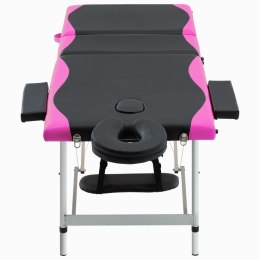  3-strefowy, składany stół do masażu, aluminium, czarno-różowy Lumarko!