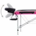  3-strefowy, składany stół do masażu, aluminium, czarno-różowy Lumarko!