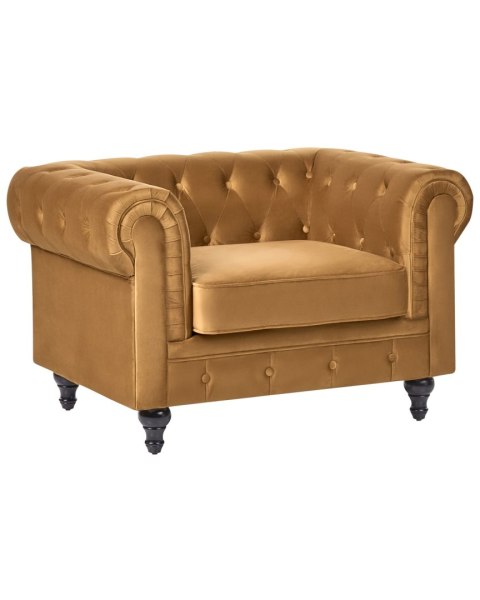Sofa dla 3 osób CHESTERFIELD Welur Musztardowy