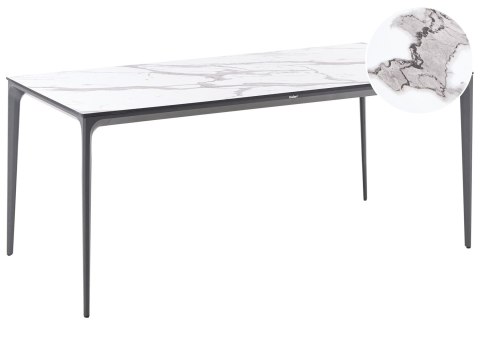 Stół ogrodowy SOVARETO 180 cm 90 cm Efekt marmuru Biały marmur