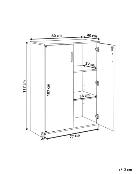 Szafka biurowa dwudrzwiowa 117 cm jasne drewno z czarnym ZEHNA