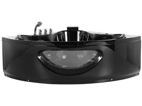 Wanna narożna z hydromasażem LED TOCOA 190 x 150 cm Czarny