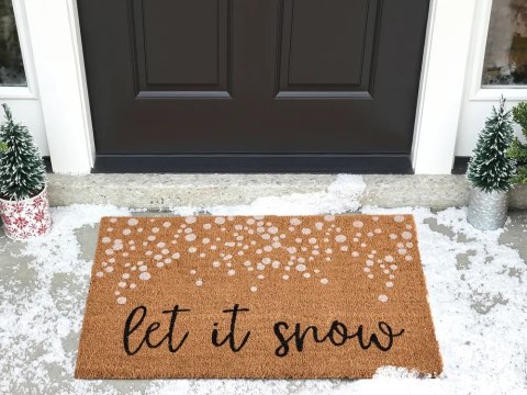 Wycieraczka KATALLA Naturalny 50 x 80 cm Wzór świąteczny Włókno kokosowe