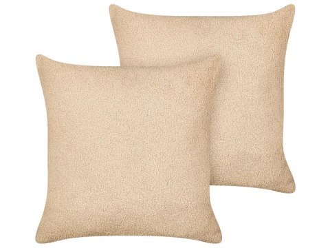 Zestaw 2 poduszek dekoracyjnych LEUZEA Boucle 60 x 60 cm Beżowy Jednolity