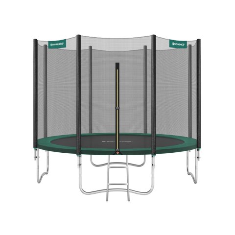 Trampolina ogrodowa Ø 244 cm, okrągła trampolina z siatką zabezpieczającą, z wyściełanymi słupkami, osłoną zabezpieczającą, test