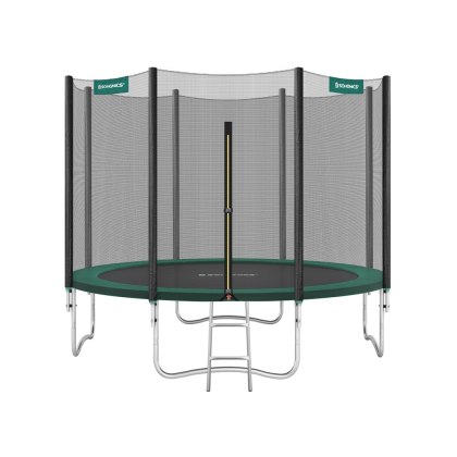 Trampolina ogrodowa Ø 244 cm, okrągła trampolina z siatką zabezpieczającą, z wyściełanymi słupkami, osłoną zabezpieczającą, test