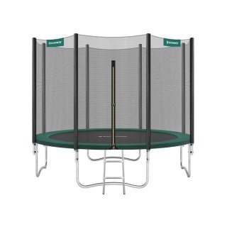 Trampolina ogrodowa Ø 244 cm, okrągła trampolina z siatką zabezpieczającą, z wyściełanymi słupkami, osłoną zabezpieczającą, test