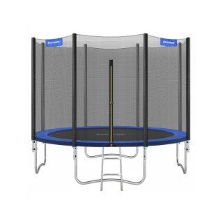 Trampolina ogrodowa Ø 244 cm, okrągła trampolina z siatką zabezpieczającą, z wyściełanymi słupkami, osłoną zabezpieczającą, test