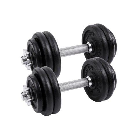 Zestaw regulowanych hantli plastikowych dla dorosłych z rurką stalową, 2 x 15 kg, 35 x 14 cm