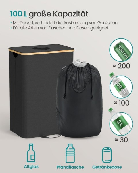 Pojemnik na butelki do recyklingu 95 l czarny jak smoła