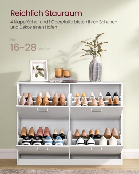 Szafka na buty 4-drzwiowa w kolorze białym 24 x 105,5 x 82,7 cm