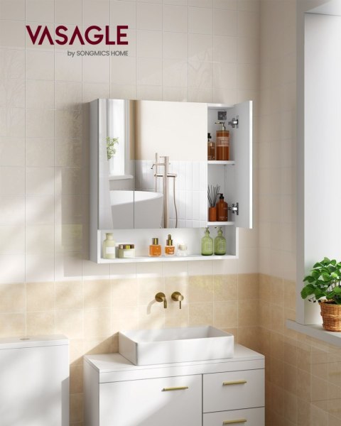 Szafka łazienkowa z lustrem i regulowanymi półkami biała 16,5 x 70 x 75 cm
