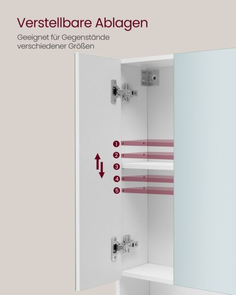 Szafka łazienkowa z lustrem i regulowanymi półkami biała 16,5 x 70 x 75 cm