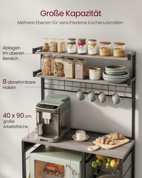 Półka kuchenna , półka stojąca z gniazdami, półka mikrofalowa, bar kawowy, stojak Baker, haczyki 8 S, z koszem, stojak na przypr