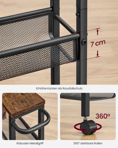 5-poziomowy wózek kuchenny Wąska półka niszowa na kółkach Stalowy uchwyt Małe przestrzenie 13 x 45,4 x 99,6 cm Kuchnia Łazienka