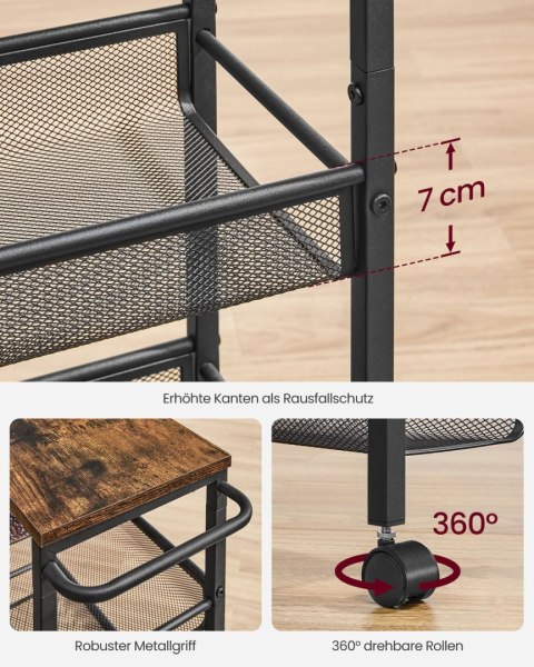 5-poziomowy wózek kuchenny Wąska półka niszowa na kółkach Stalowy uchwyt Małe przestrzenie 22 x 45,4 x 99,6 cm Kuchnia Łazienka