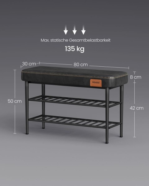 Kolekcja Butowa ławka, siedzenie, obszar wejściowy, sztuczna skóra, szwy, w stylu 60S, nowoczesne, maksymalne obciążenie 135 kg,