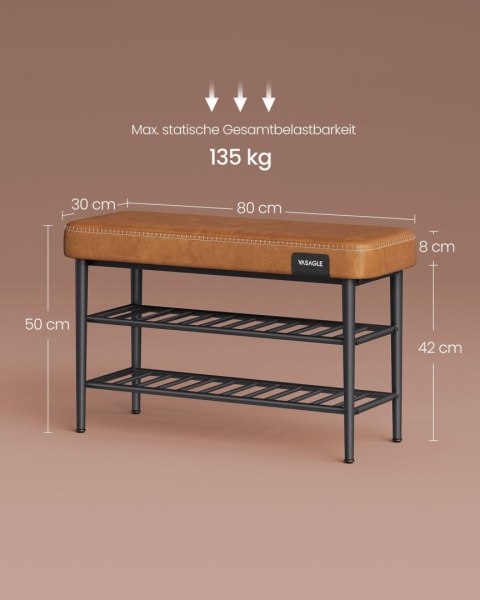 Ławka z szwami 30 x 80 x 50 cm Nowoczesna 135 kg Pojemność obciążenia 135 kg sztuczna skóra z szwami