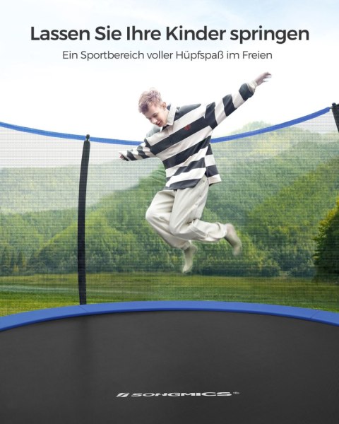 Trampolina Ø 244/305/366/427 cm, z certyfikatem TÜV Rheinland GS, okrągła trampolina ogrodowa z siatką zabezpieczającą, z drabin