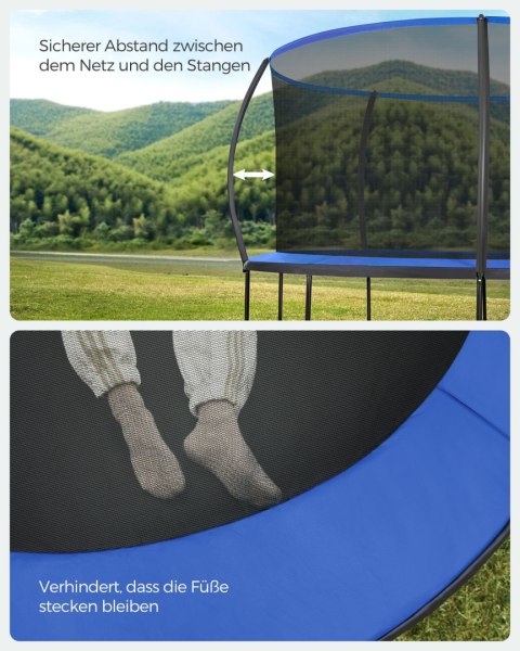 Trampolina Ø 244/305/366/427 cm, z certyfikatem TÜV Rheinland GS, okrągła trampolina ogrodowa z siatką zabezpieczającą, z drabin