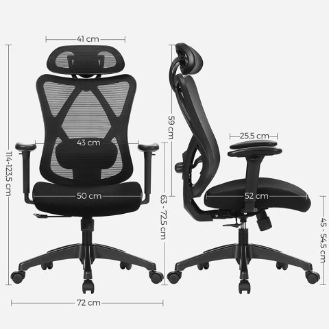 Krzesło biurowe , ergonomiczne krzesło biurowe, krzesło komputerowe, krzesło siatkowe, regulowane podparcie lędźwiowe i zagłówek