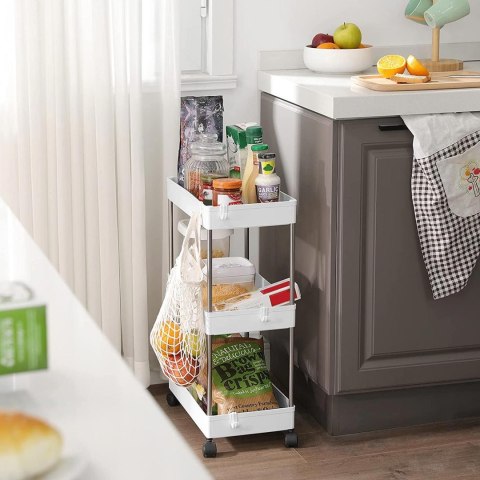 Wózek z 3 poziomami, wózek kuchenny, półka wnękowa na kółkach, półka kuchenna zajmująca mało miejsca, półka łazienkowa, do łazie
