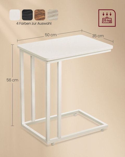 Stolik boczny , stolik sofa na kółkach, kształt C, mobilny stolik kawowy, 50 x 35 x 60 cm, stolik do salonu z metalową ramą, na
