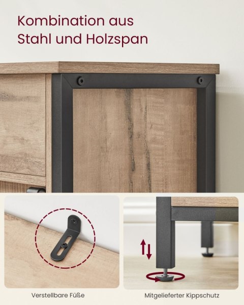 Szafka boczna z szufladą w stylu industrialnym brązowo-czarna