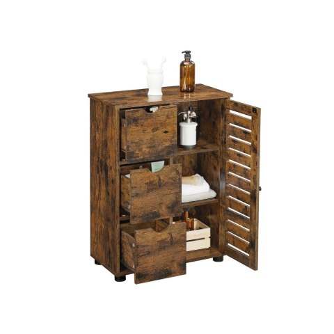 Szafka łazienkowa w stylu industrialnym z 3 szufladami i 2 półkami vintage brązowa
