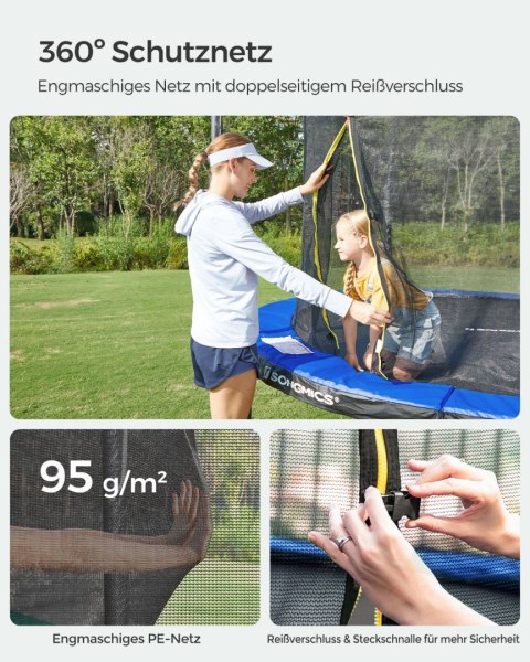 Trampolina 366 cm okrągła trampolina ogrodowa z siatką zabezpieczającą i wyściełaną ramą drabiny dla dzieci i dorosłych Wewnętrz